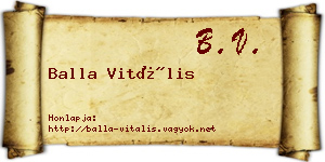 Balla Vitális névjegykártya
